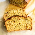 Slice of healthy orange poppyseed loaf.