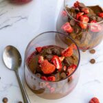 Vegan chocolate mousse in a cup.