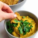 Pumpkin white bean dip in a bowl.