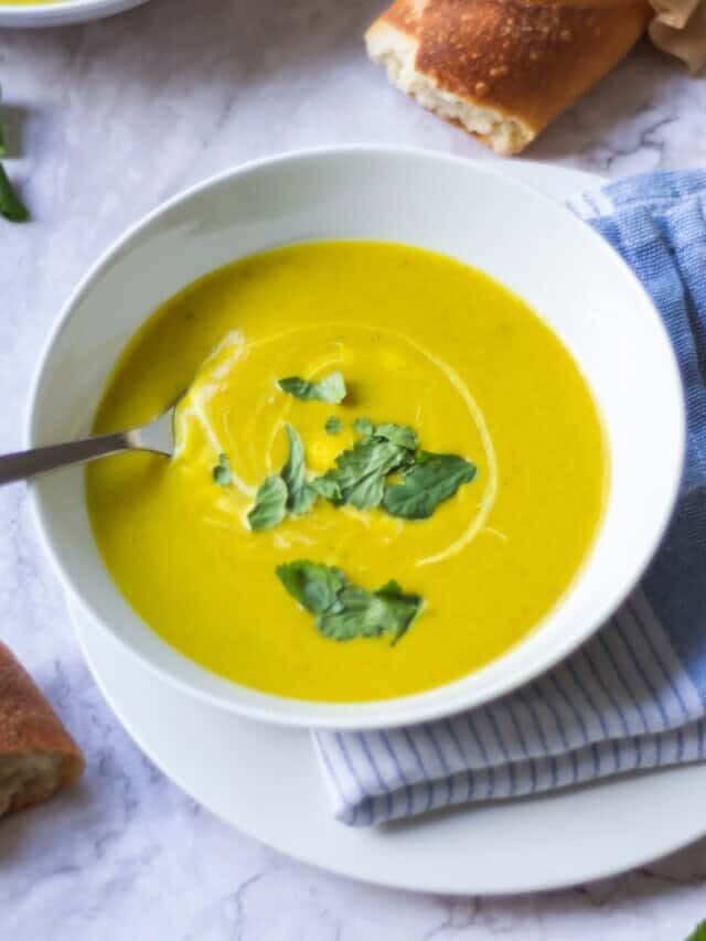 Warming Butternut Squash and Broccoli Soup (Vegan Option)