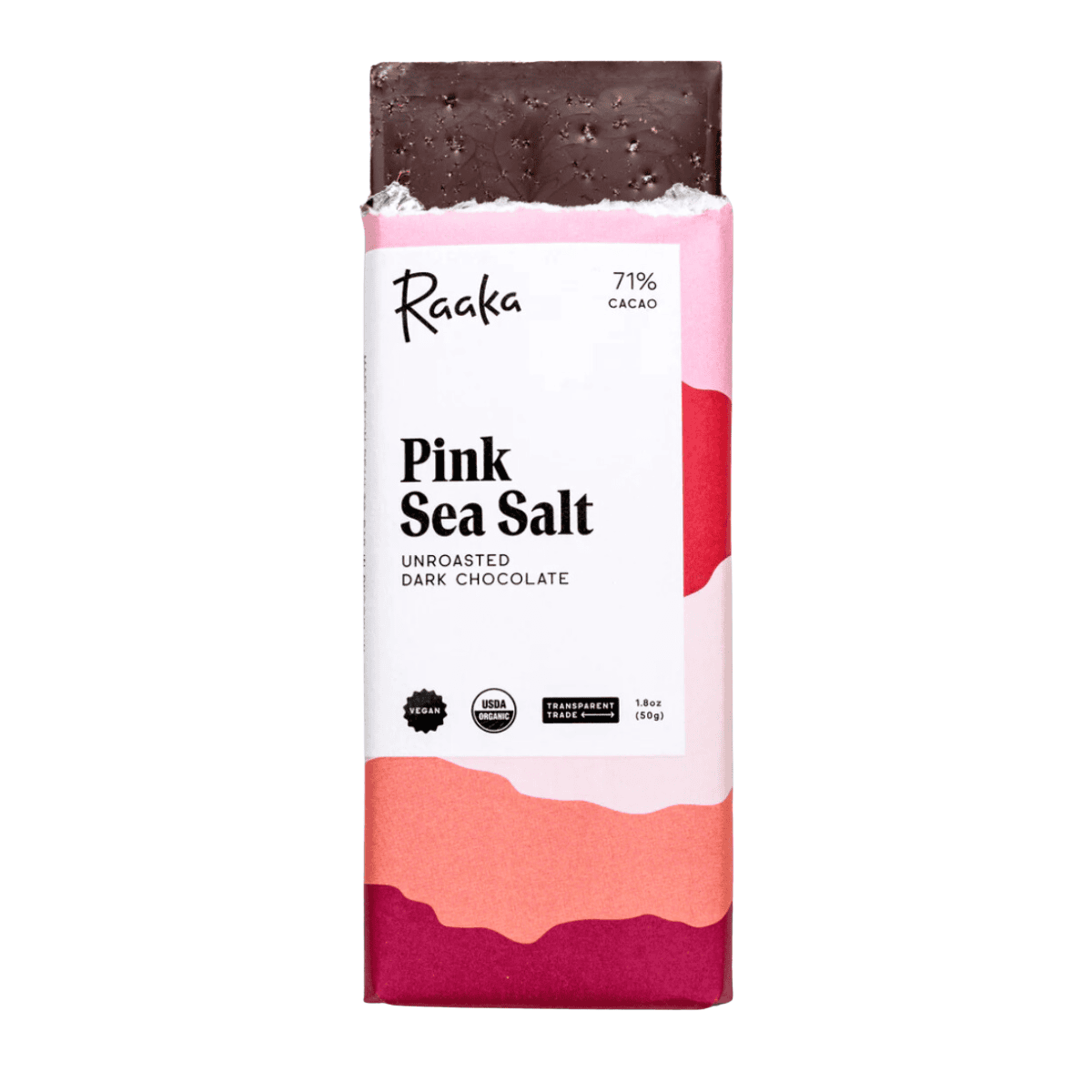 Raaka Pink Sea Salt chocolate bar.