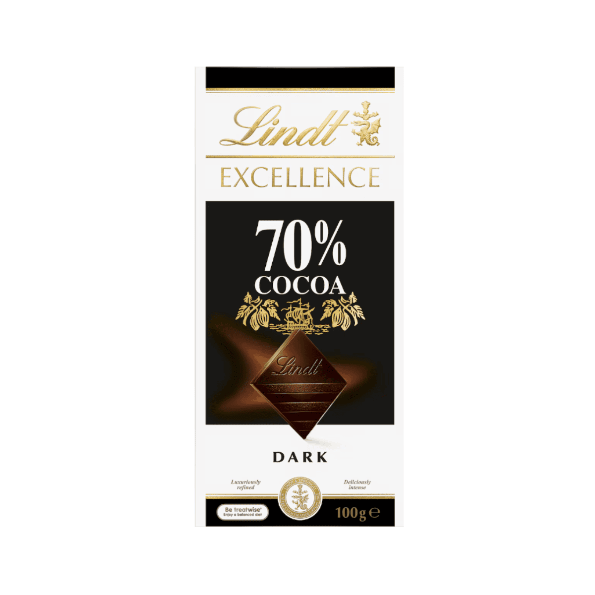Lindt 70% Cocoa chocolate bar.