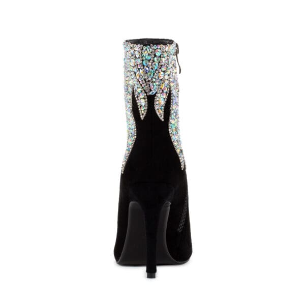 Momoo Classic Black Suede High-Heel Boot With Crystals