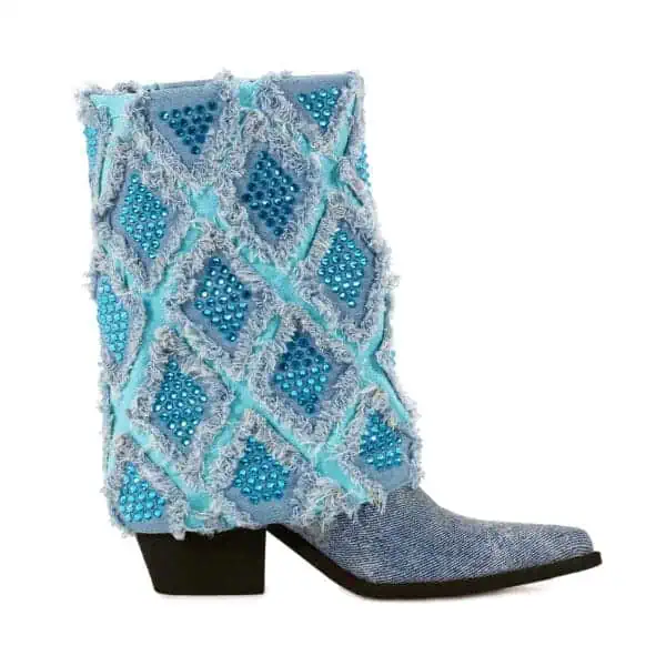 Gram Glam Boot with Aquamarine crystals