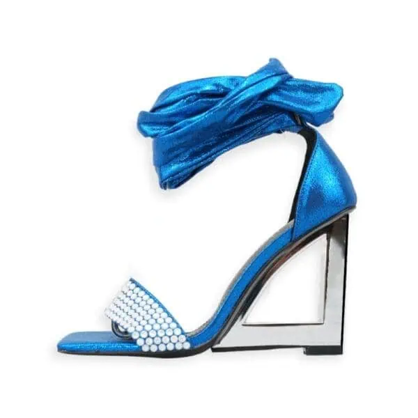 The Riviera: Royal Blue Ombre Wedge Heel with Diamonds