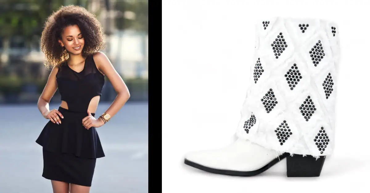 beautiful african woman and denim cuff boot