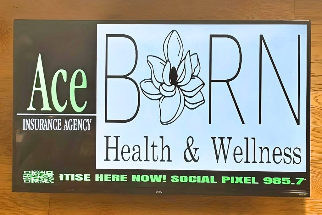 display advertising on wood wall