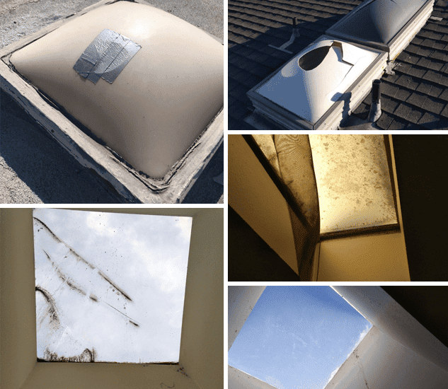 Old Cracked Leaking Skylights