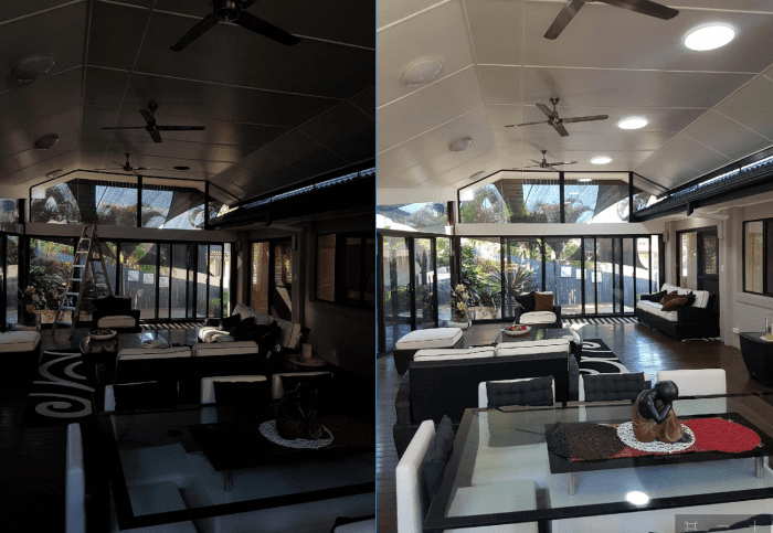 Living room before and after photo
