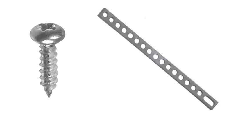 Car stereo installation pan head screw and metal strap examples