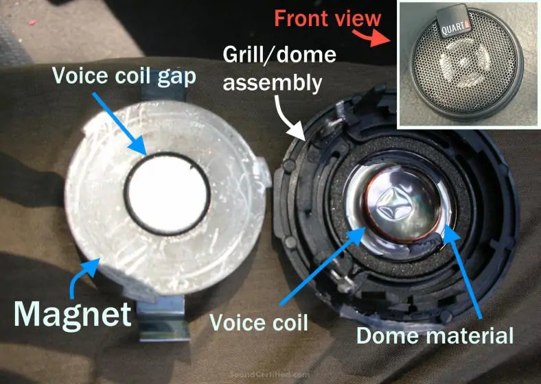illustrated view of tweeter speaker internal parts