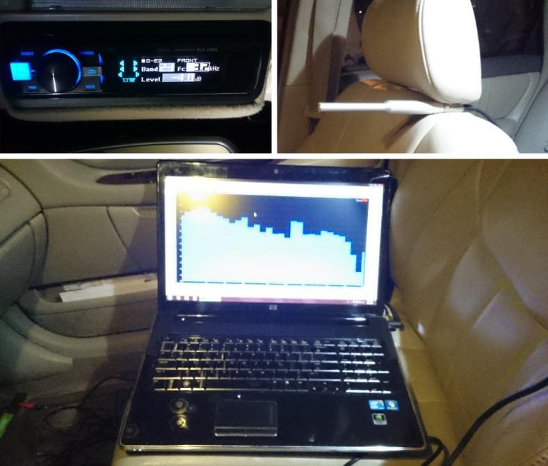 Alpine PXA-H800 DSP/EQ in-car test setup and adjustment example images