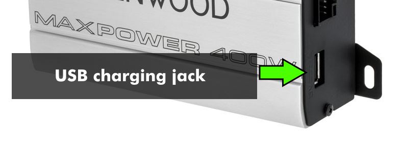 Marine amp USB charging jack example