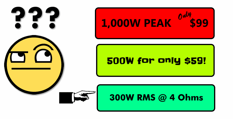 Car amp power ratings how to shop image with smiley face
