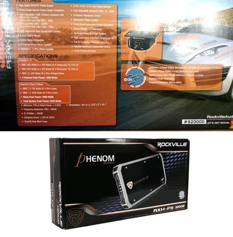 RXH-F5 5 channel amp package front and rear images