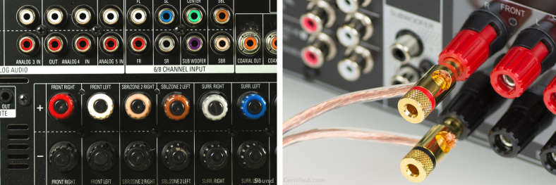 Image showing examples of home stereo receiver speaker terminals
