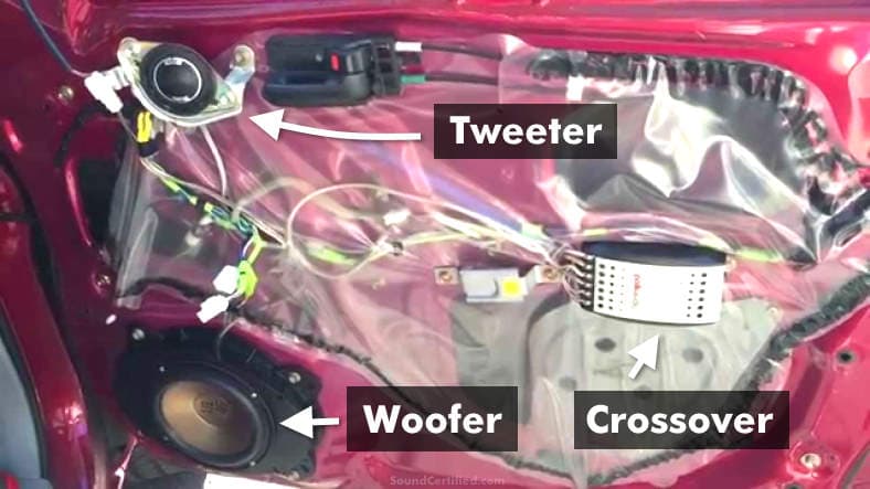example of component speakers installed in car door