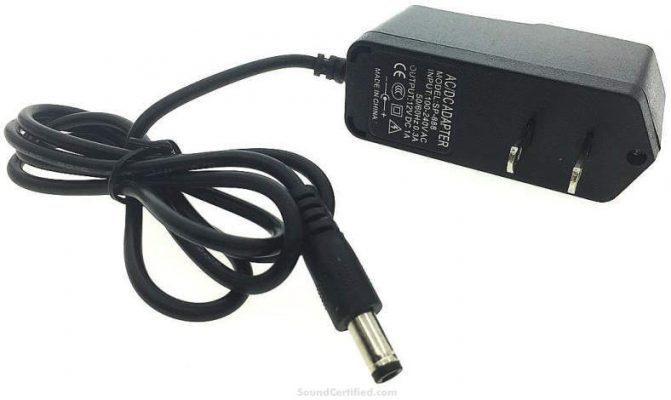 AC-DC wall outlet adapter example with barrel connector