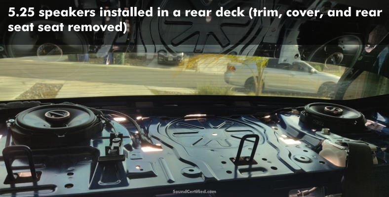 example of 5.25 inch car speakers installed in rear deck of car