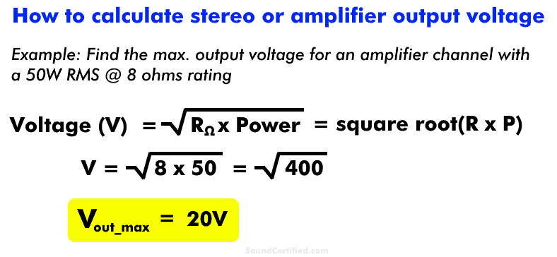 how to calculate audio amplifier output voltage diagram