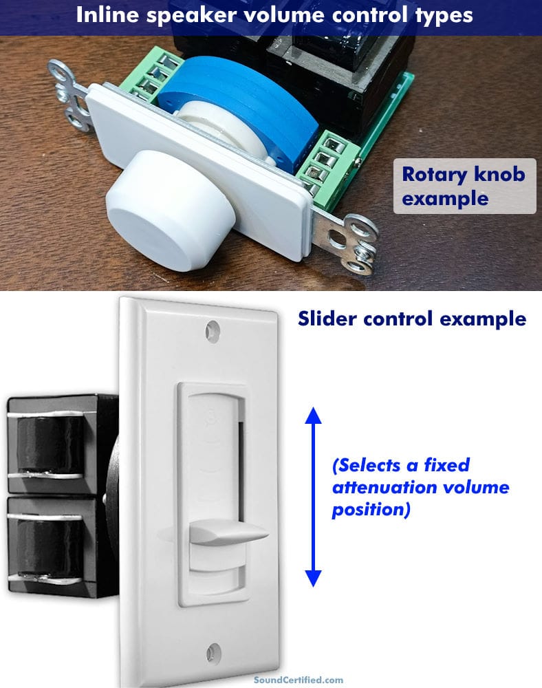 speaker volume control knob and slider examples