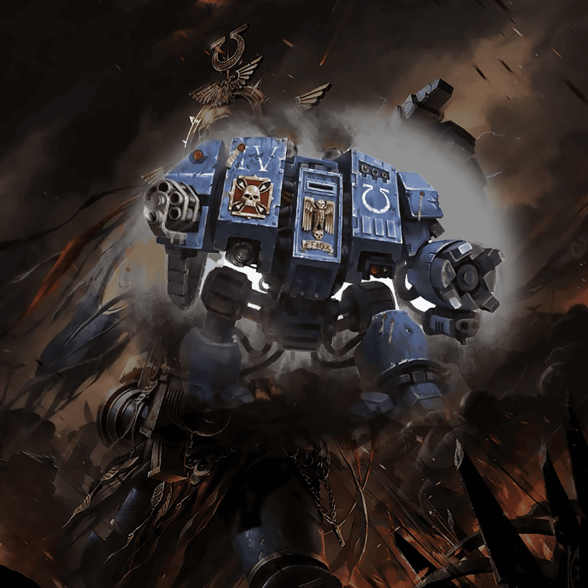 40k dreadnought steping out of 6th edition codex art space marines warhammer hor wal