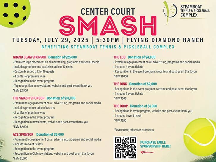 Table Sponsorships Available for Center Court Smash