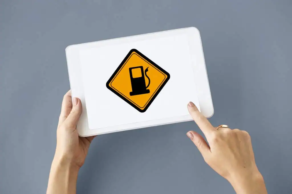 showing gas station fuel sign