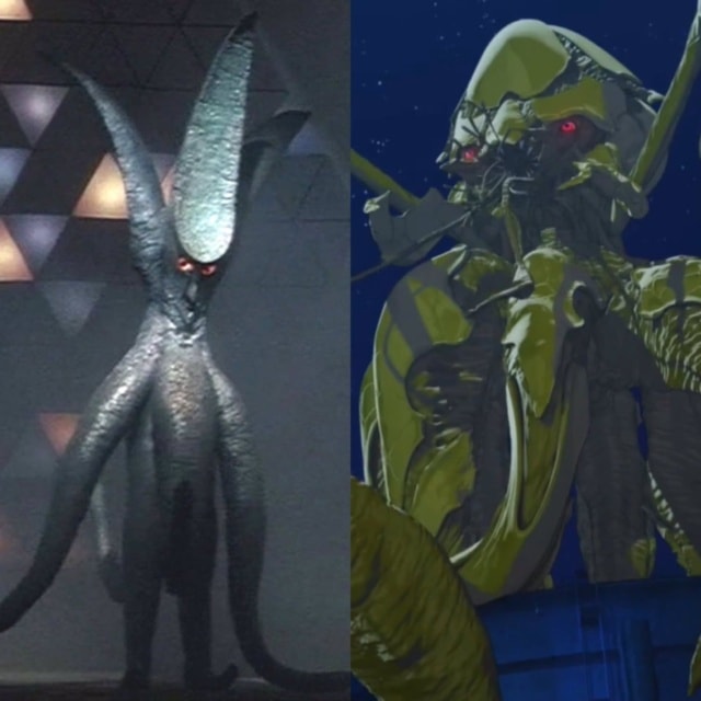 Viras in its original form vs. Viras in Gamera: Rebirth