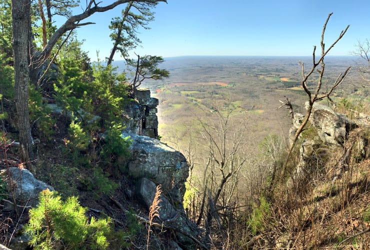 Panoramic vista from Little Pinnacle Overlook at Pilot Mountain State Park.