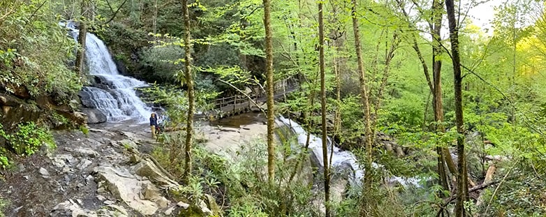 Laurel Falls Panorama Great Smoky Mountains Waterfalls