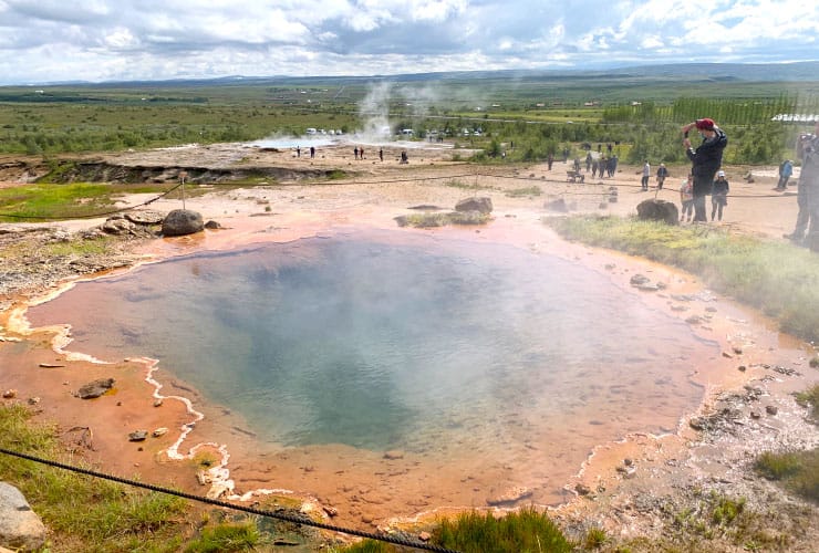 Konungshver overlooking Great Geysir Iceland geothermal and volcanic areas