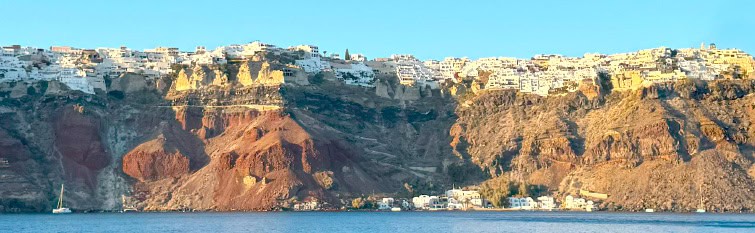 Sunlit Western Cliffs of Santorini