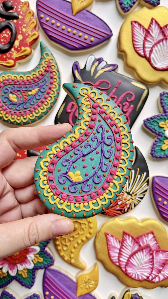paisley decorated with royal icing 