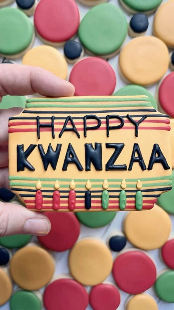 kwanzaa cookie decorated with royal icing 