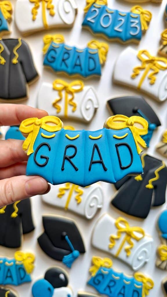 left-handed cookie lettering