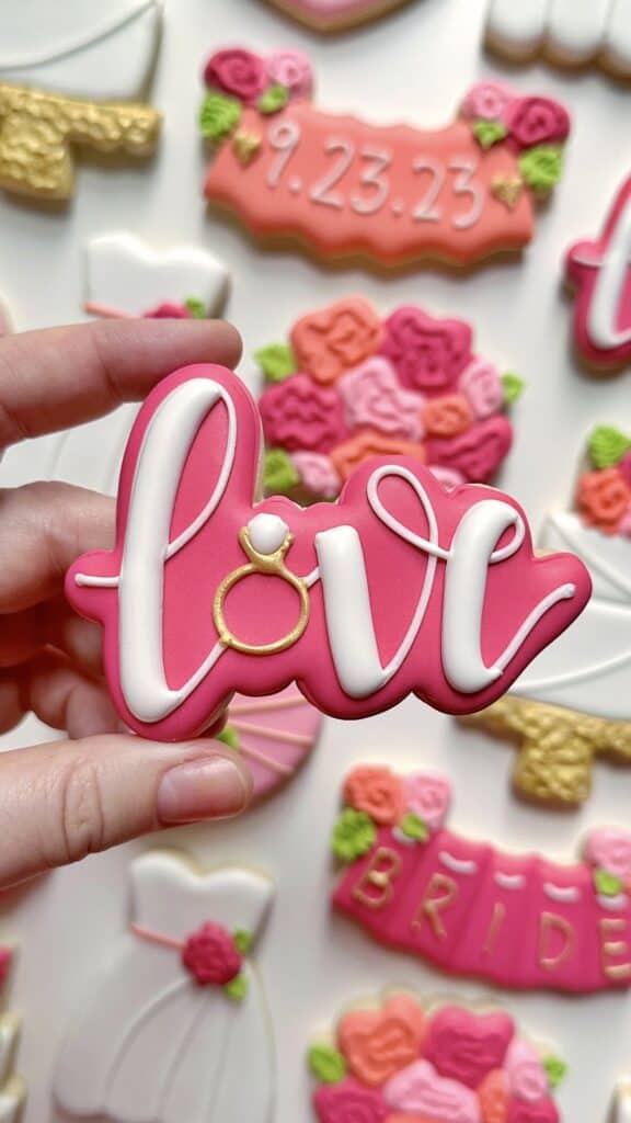 left-handed cookie lettering