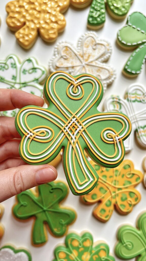 clover decorated with royal icing 
