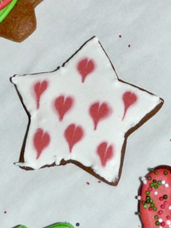 example of royal icing with color bleed