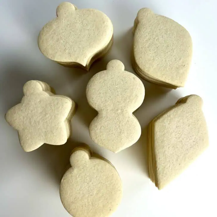 no spread sugar cookies stacked