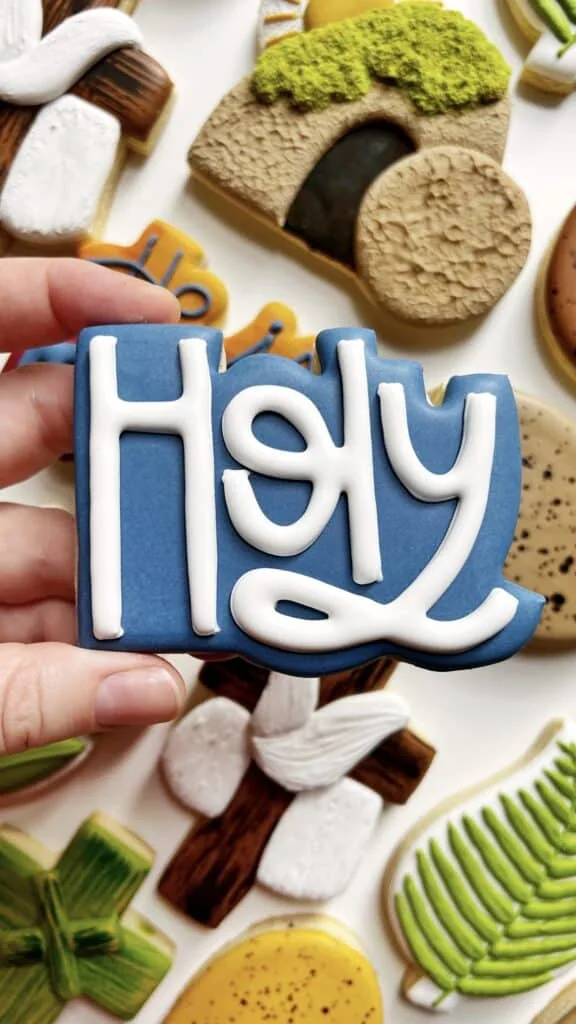 holy cookie decorated with royal icing 
