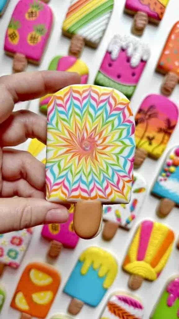 popsicle cookie decorated with royal icing 