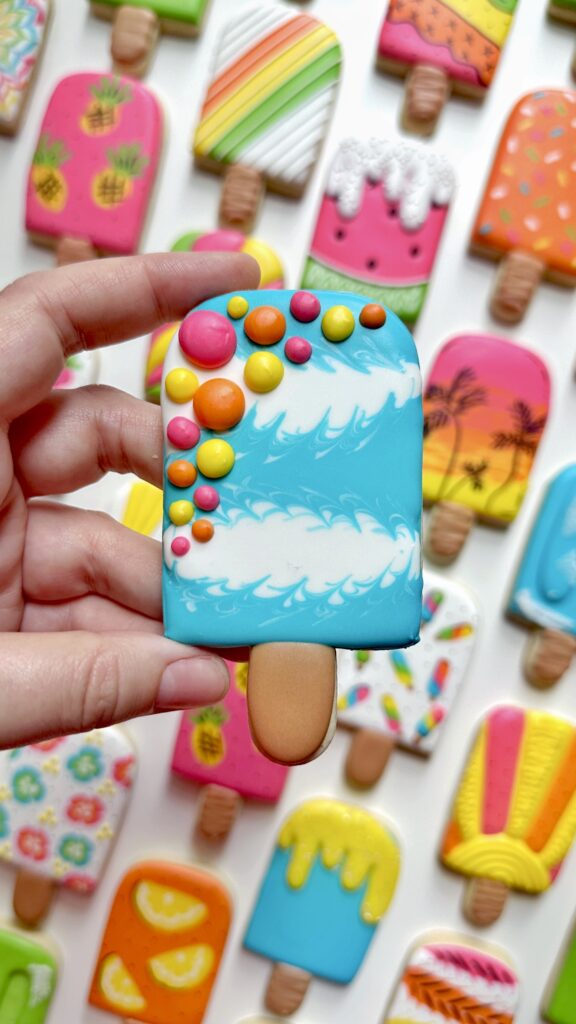 popsicle decorated with royal icing 