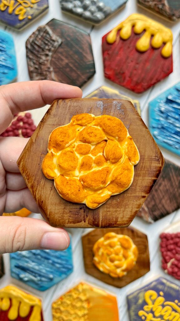 challah cookie decorated with royal icing 