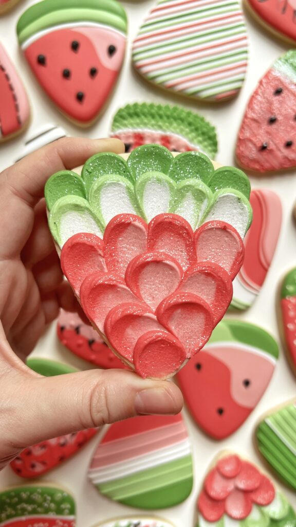watermelon cookie decorated with royal icing 