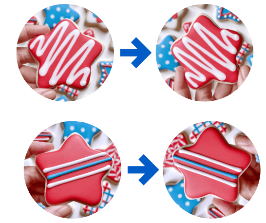 example of how to rotate a design for left-handed cookie decorating
