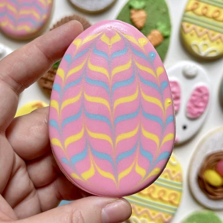 easter egg sugar cookie decorated with royal icing