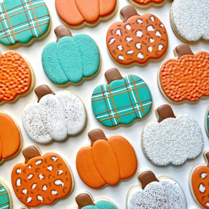 Easy Pumpkin Decorated Cookies with royal icing