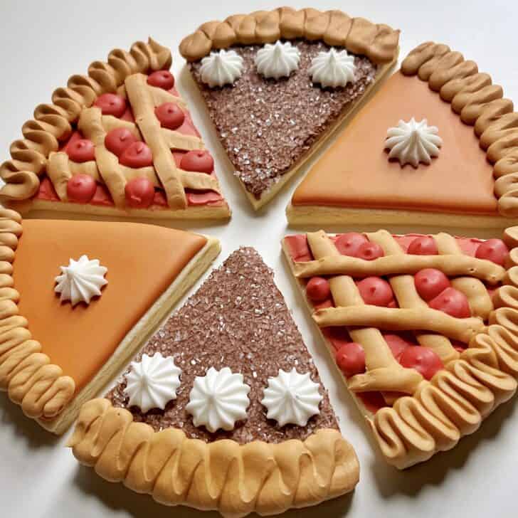 pie sugar cookies decorated with royal icing