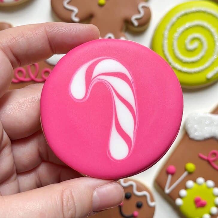 candy cane Cookies decorated with royal icing